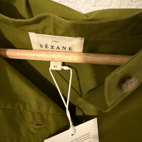 Sezane Millie Shirt Olive - Size 14 - Picture 3 of 8